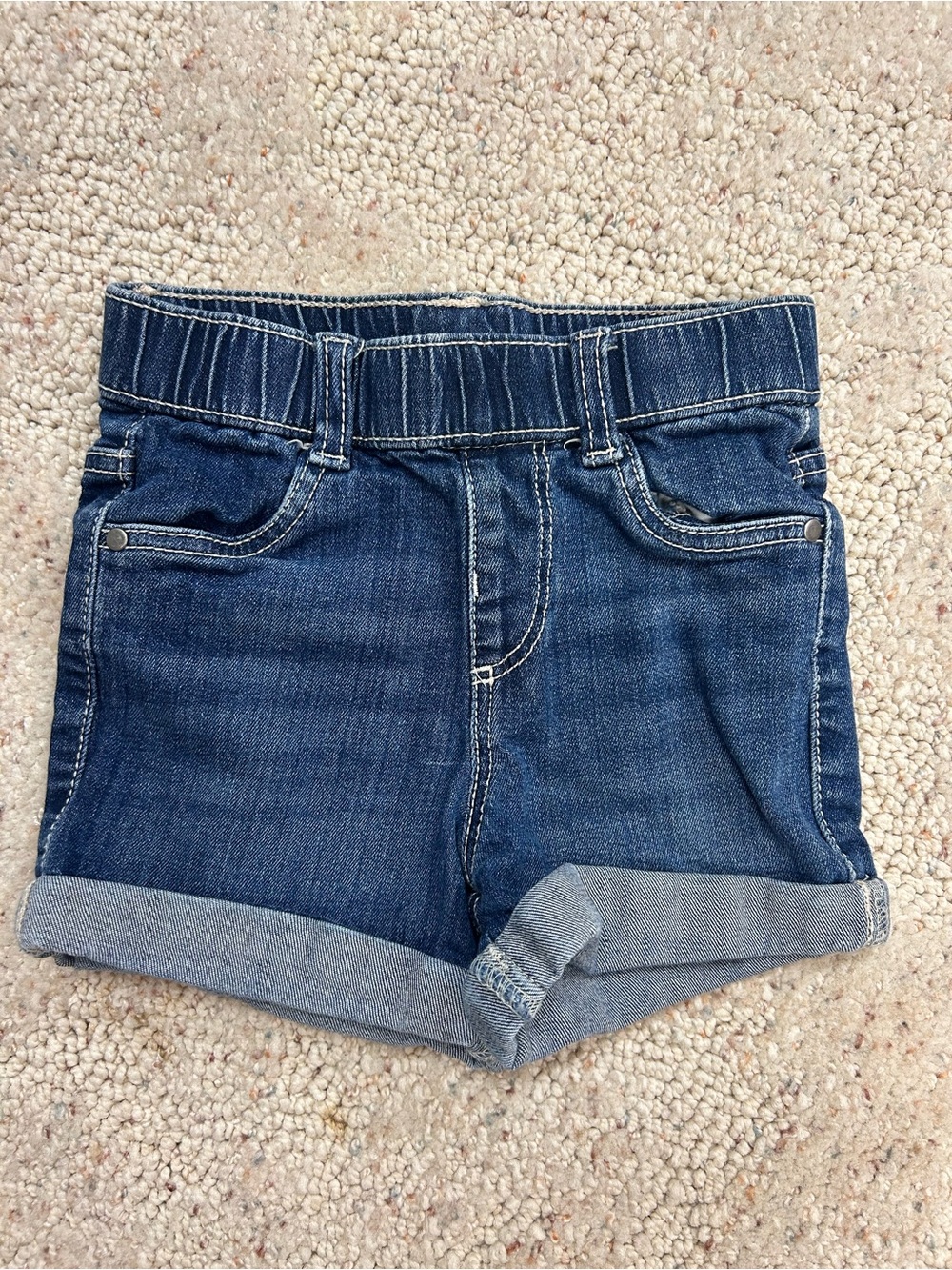 Falls Creek Dark Blue Denim Roll-Cuff Kids Shorts 4T
